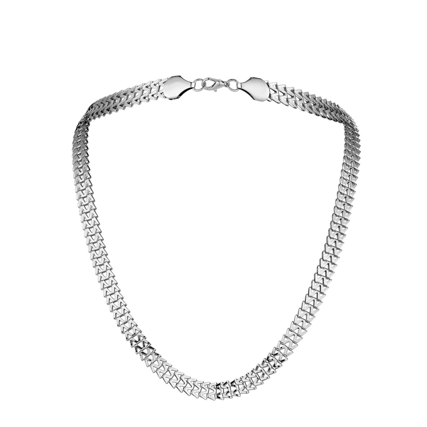 Fashion Men's Flat Snake W-shaped Chain Punk Trend Personality Versatile Simple Silver Necklace