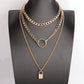 Big-name street shooting popular fashion metal lock pendant multi-layer women's necklace Amazon ring jewelry female