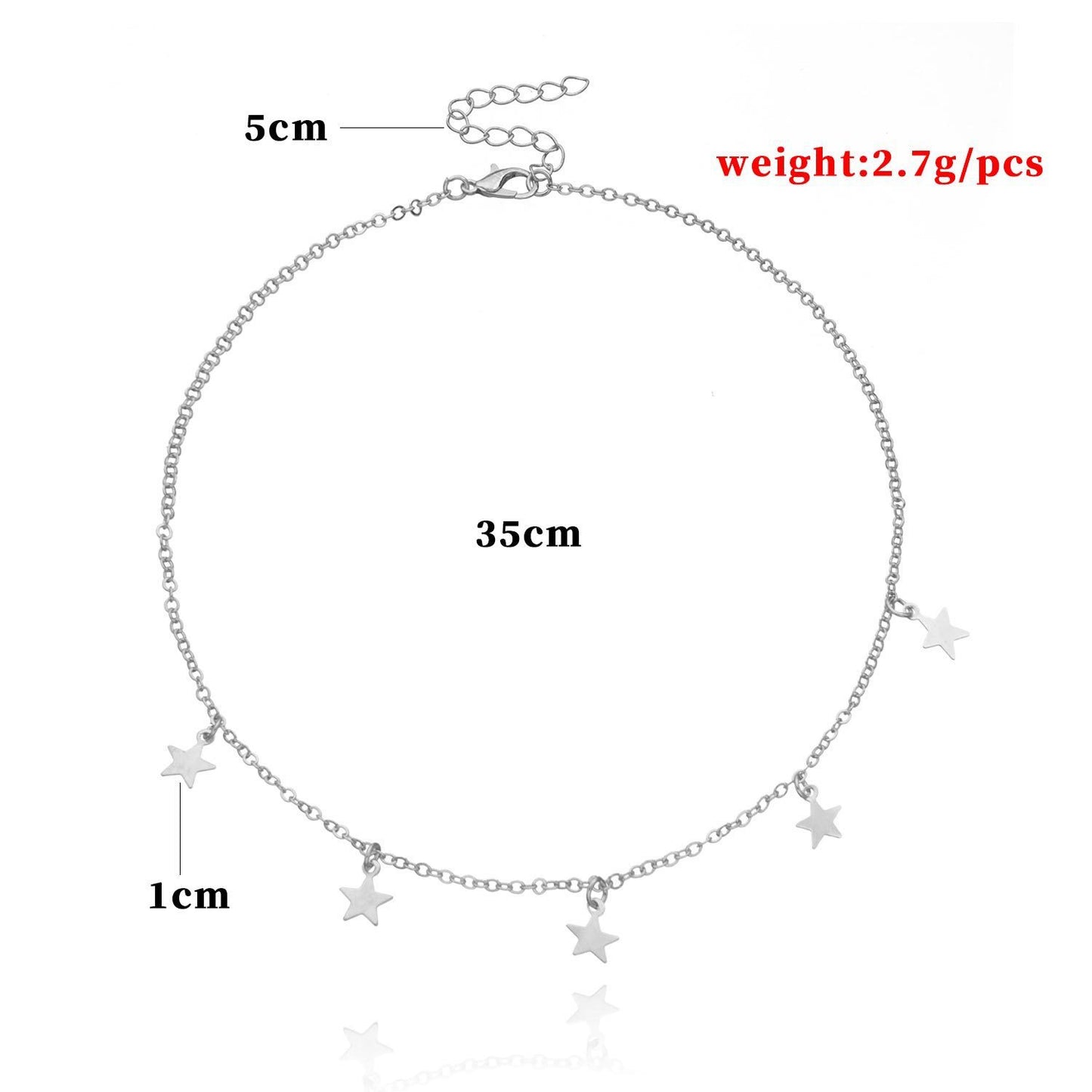 Jewelry Five Pentagram Pendant Necklace Women's Fashion Temperament Adjustable Single Layer Necklace