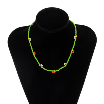 Jewelry Creative Contrasting Color Rice Bead Beaded Necklace Women's Simple Geometric Imitation Pearl Single Layer Necklace