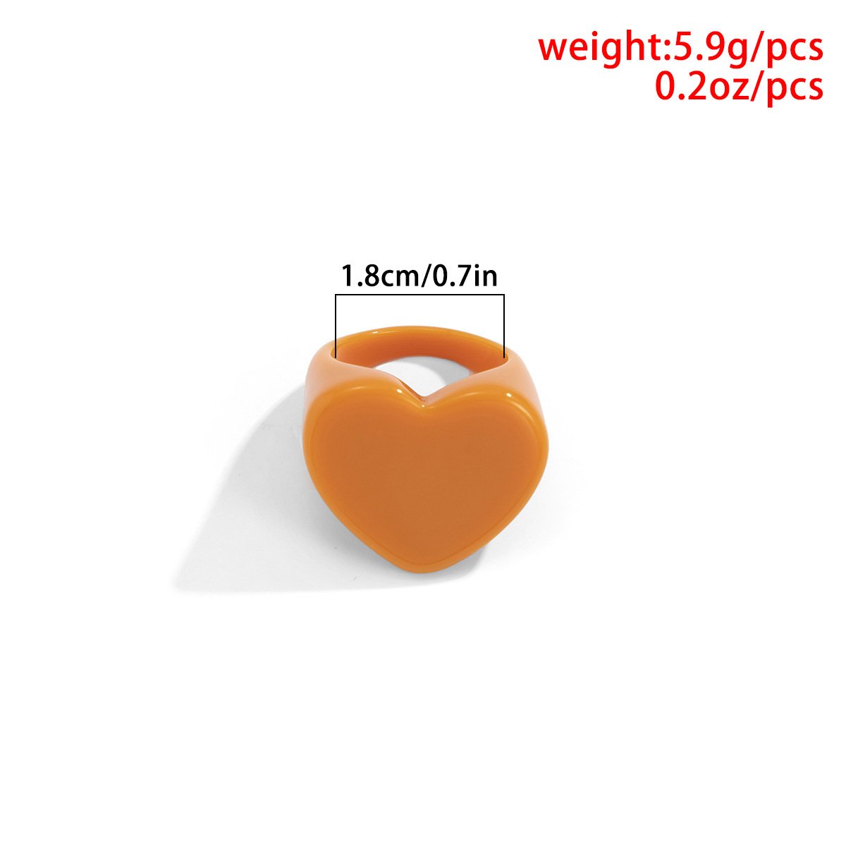 Fashion Simple Candy Color Peach Heart Shaped Ring Holiday Resin Geometric Ring Jewelry For Women