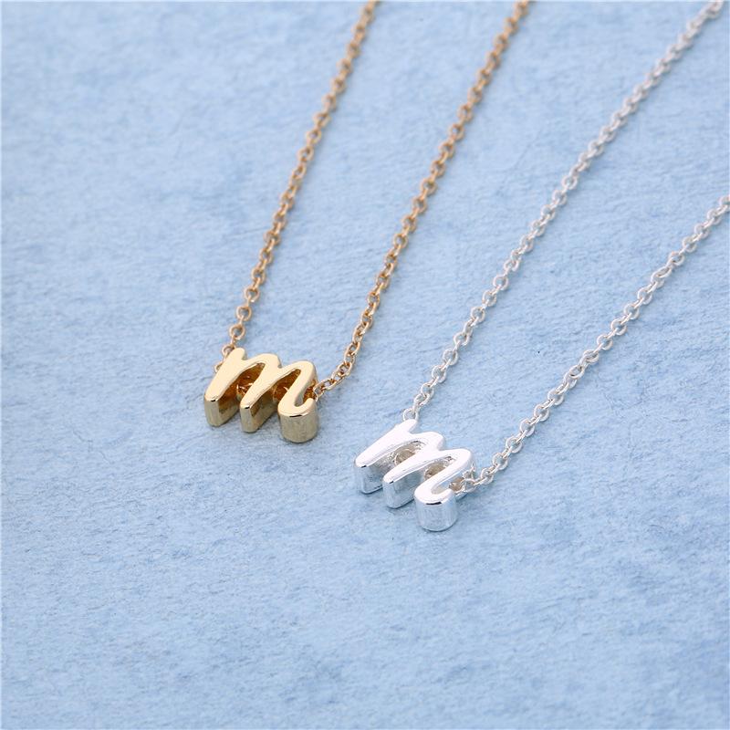 Style Summer Fashion Fan 26 Small Letters Pendant Cursive Alphabet Necklace