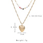 Love Color Diamond Clavicle Necklace Creative Rose Fashion Metal Peach Heart Combination Double Stacked Necklace