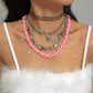 N9677 Trendy Cool Personality Exaggerated Necklace Fashion Lace Lobster Buckle Necklace Resin Geometric Multilayer Necklace