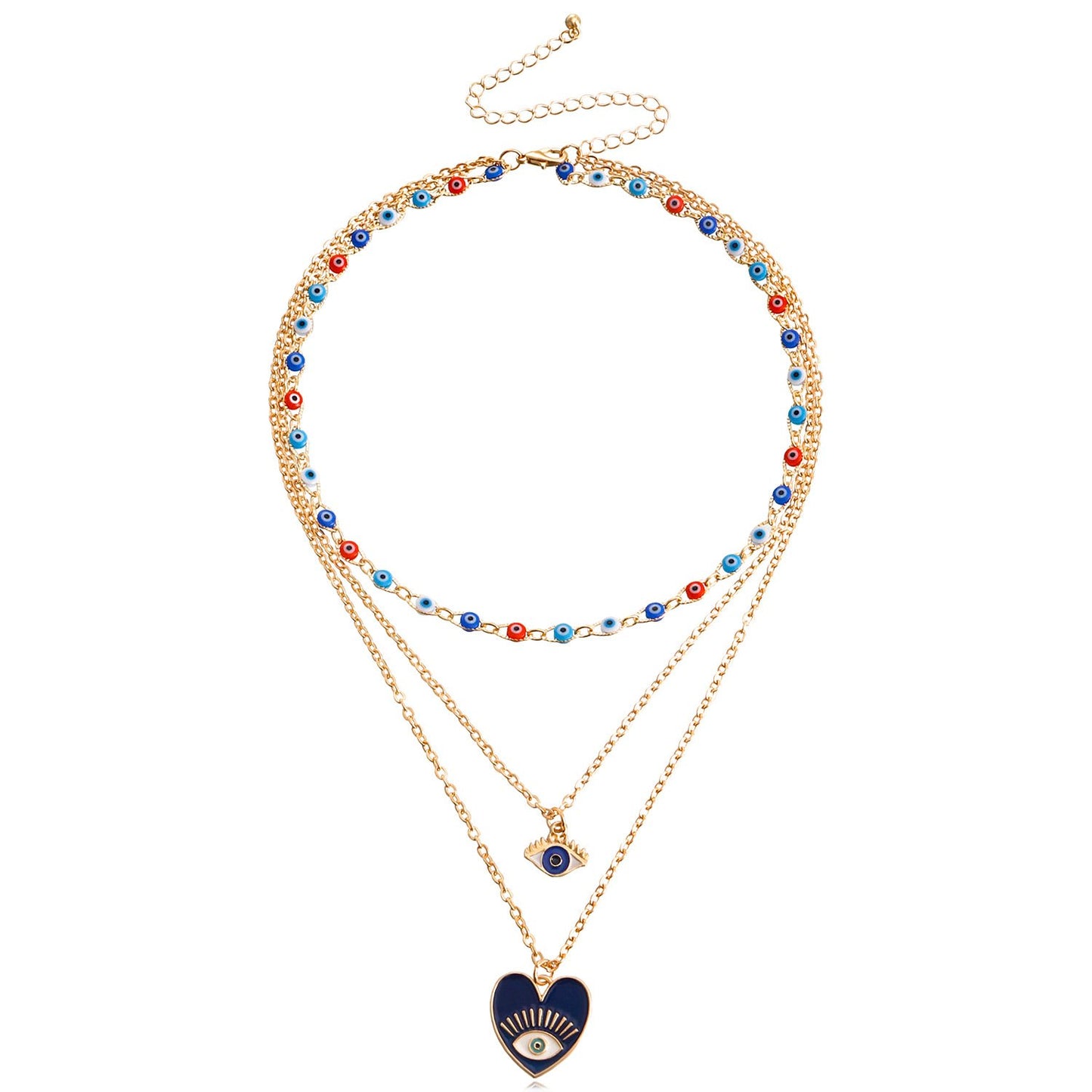 Jewelry multi-layer devil's eye love pendant necklace female niche light luxury all-match necklace