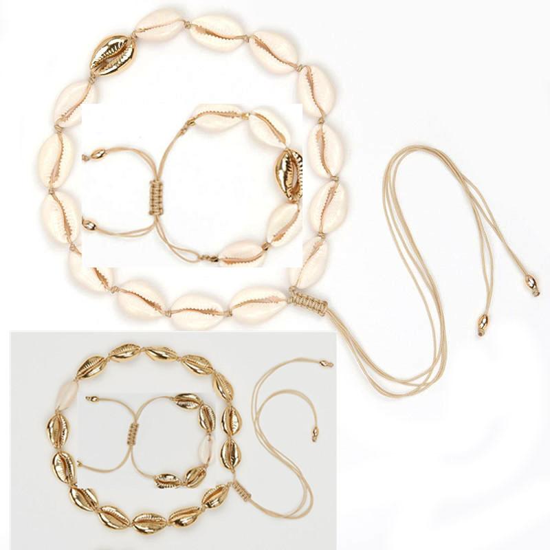 Fashion Jewelry Personality Popularity Rose Gold Silver Shell Wax Rope Wear Necklace Clavicle