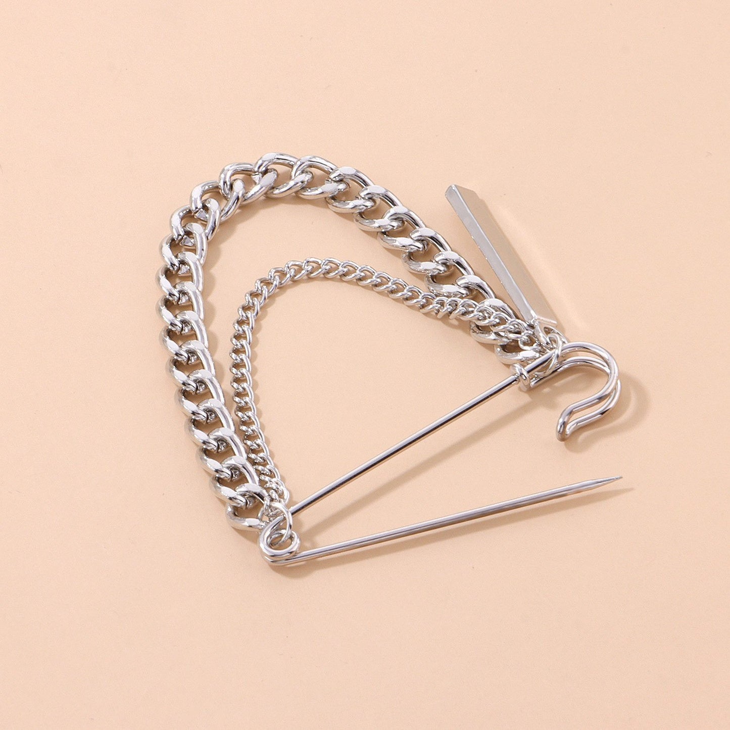 ins Harajuku cool chain pin brooch street fashion metal decoration hip-hop western clothing for men and women