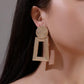 Frosty hollow trapezoidal earrings temperament geometric pendant earrings female square pattern metal earrings