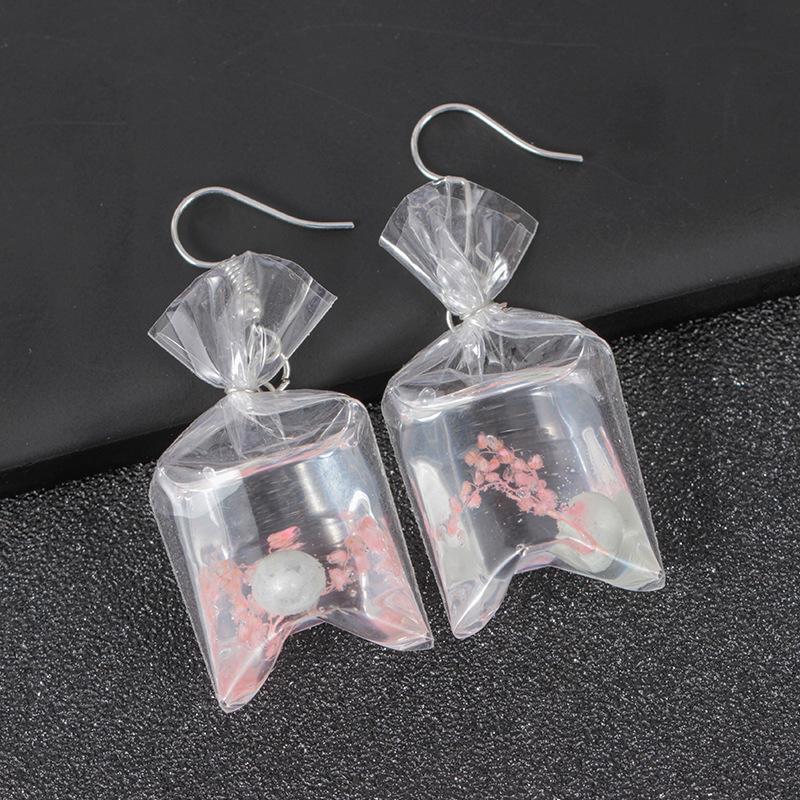 Creative transparent candy ocean conch earrings female personality resin dried flower plant earrings jewelry