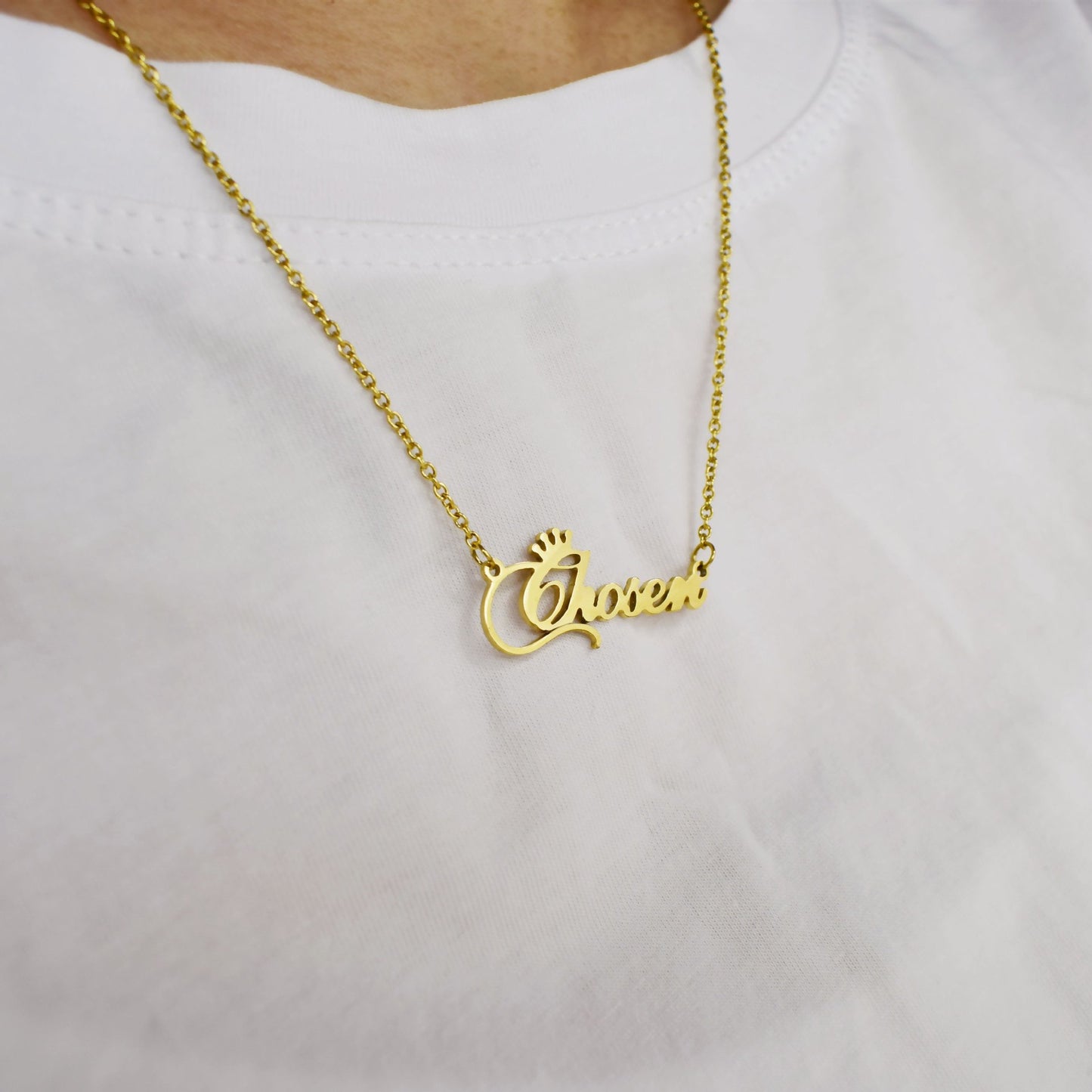 Exquisite crown chosenn necklace English letters choose destiny choker collar
