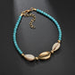 Summer Beach Foot Decoration Female Hemp Rope Weaving Wooden Beads Shell Anklet Jewelry