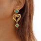 E1118 French temperament symmetrical geometric love rhinestone earrings medieval retro vintage earrings