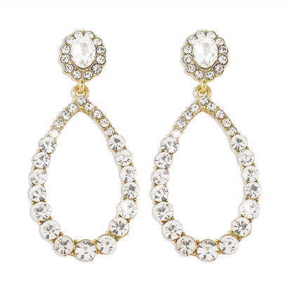 E1678 French light luxury retro simple pearl earrings rhinestone temperament personality niche design earrings