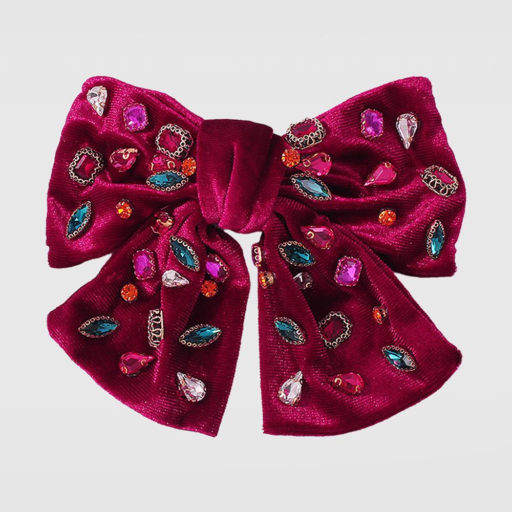 F2786 Creative Bowknot Hairpin Female Baroque Diamond Corduroy Hairpin Mori Girls Hair Accessories