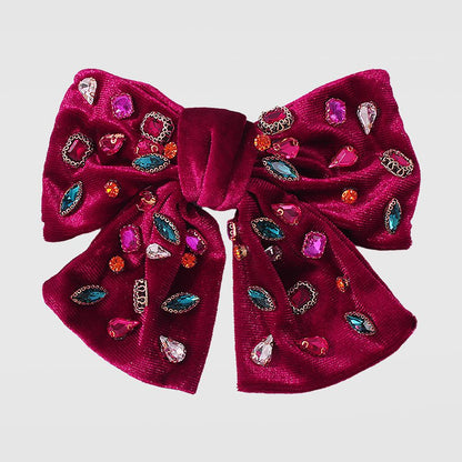 F2786 Creative Bowknot Hairpin Female Baroque Diamond Corduroy Hairpin Mori Girls Hair Accessories