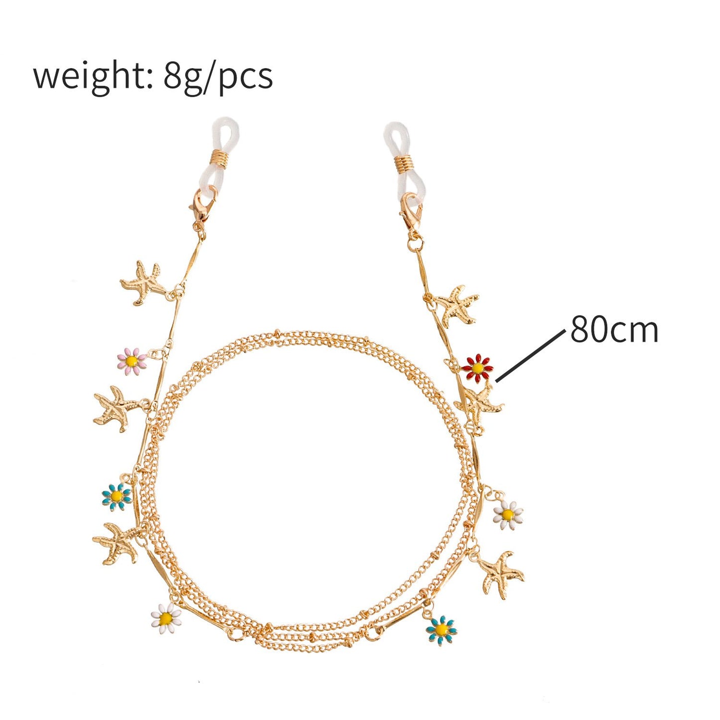 Glasses mask accessories Painted dripping oil flower glasses chain mask ornaments crystal glasses lanyard mask rope