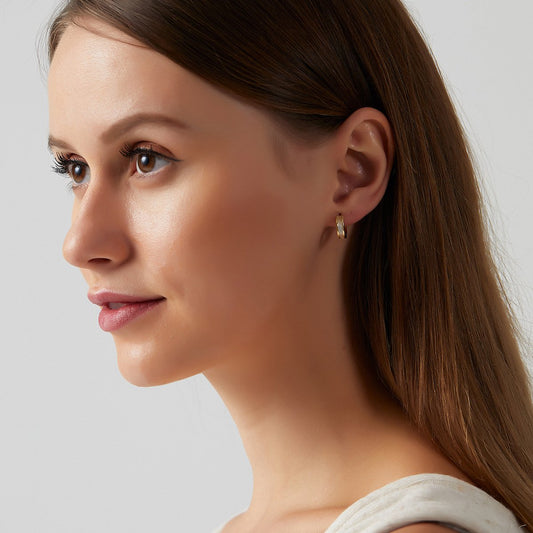 E8437 Minority Geometric Indifferent Earrings Women's Simple Brass Color Preserving Personality Commuting Earrings Earrings