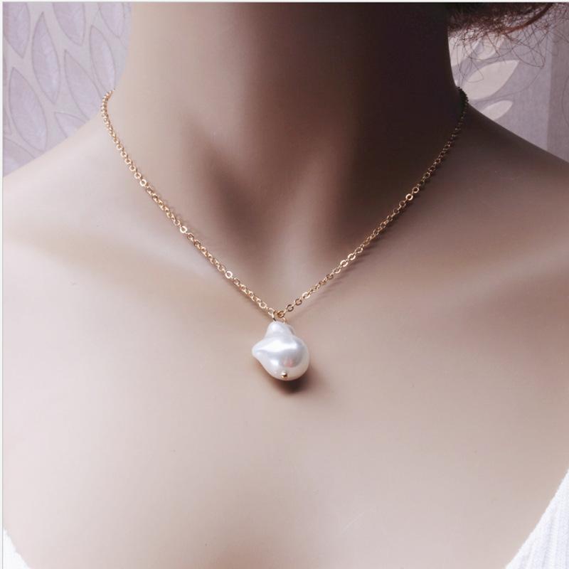 Jewelry Personality Versatile Natural Baroque Pearl Clavicle Chain Set Chain Multi-layer Lock Necklace Women