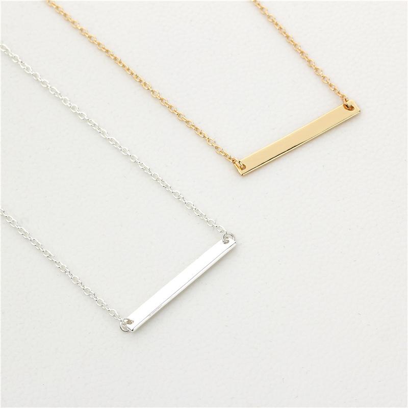 Fashionable small jewelry simple one word horizontal bar necklace
