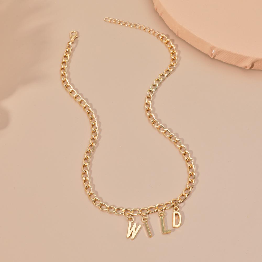 diy simple handmade alloy English word letter necklace hip-hop couple pendant short chain men and women