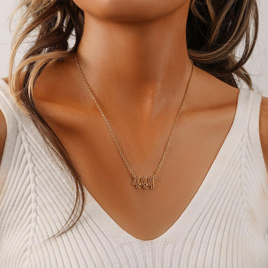 Simple and versatile fashion stainless steel hollowed out angel number angelnumber necklace
