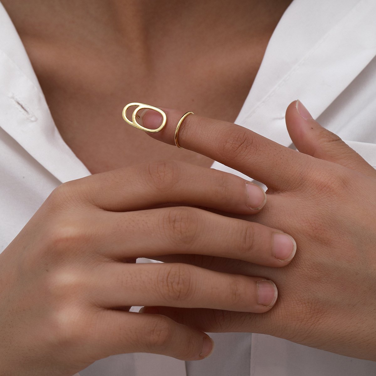 Fashion Trend Personality Hollow Ring Jewelry Femininity Niche Indifferent Fingertip Nail Ring Female