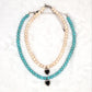Summer Jewelry Black Agate Heart Pendant Clavicle Bohemian Turquoise Color Preserving Necklace