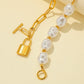 Dongdaemun Baroque special-shaped pearl stitching necklace hip-hop punk lock pendant trend accessories
