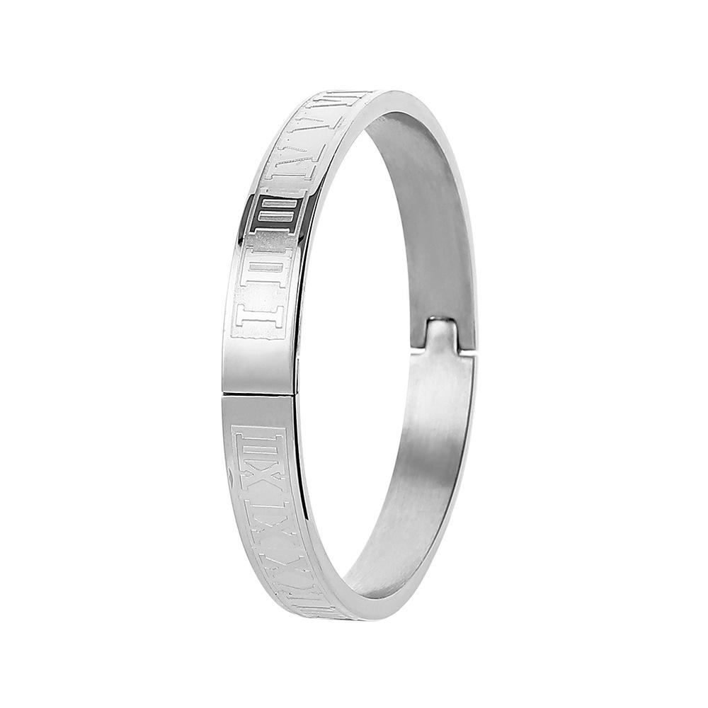 Simple and non-fading 18K Roman numeral stainless steel bracelet hip-hop personality titanium steel bracelet hand jewelry