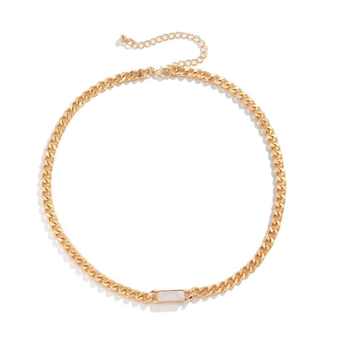Jewelry Retro Simple Metal Drip Oil Pendant Necklace Hip Hop Geometric Chain Single Layer Necklace Female