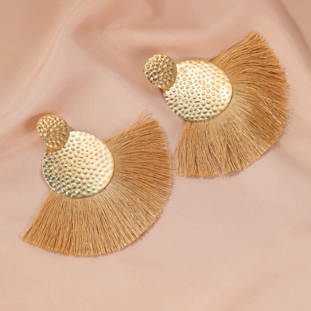 Bohemian earrings female handmade fan-shaped tassel earrings earrings fashion creative earrings female