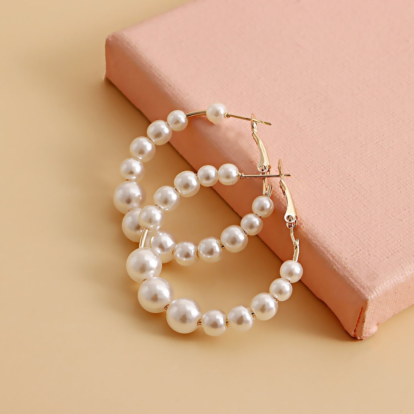 Explosive ins hot girl C-shaped imitation baroque pearl big ring earrings female earrings jewelry