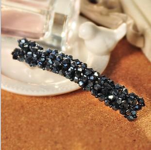 Flash diamond hair clip four rows of crystal fishing line weaving edge clip word spring clip jewelry