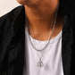 Fashion Simple Personality Men's Double Cuban Chain Triangle Crescent Pendant Trend Necklace