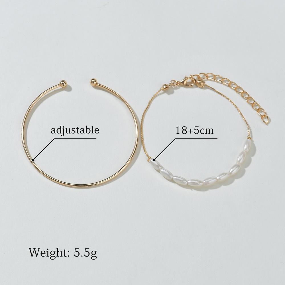 Accessories Retro Simple Pearl Jewelry Female Metal Geometric Chain Bracelet