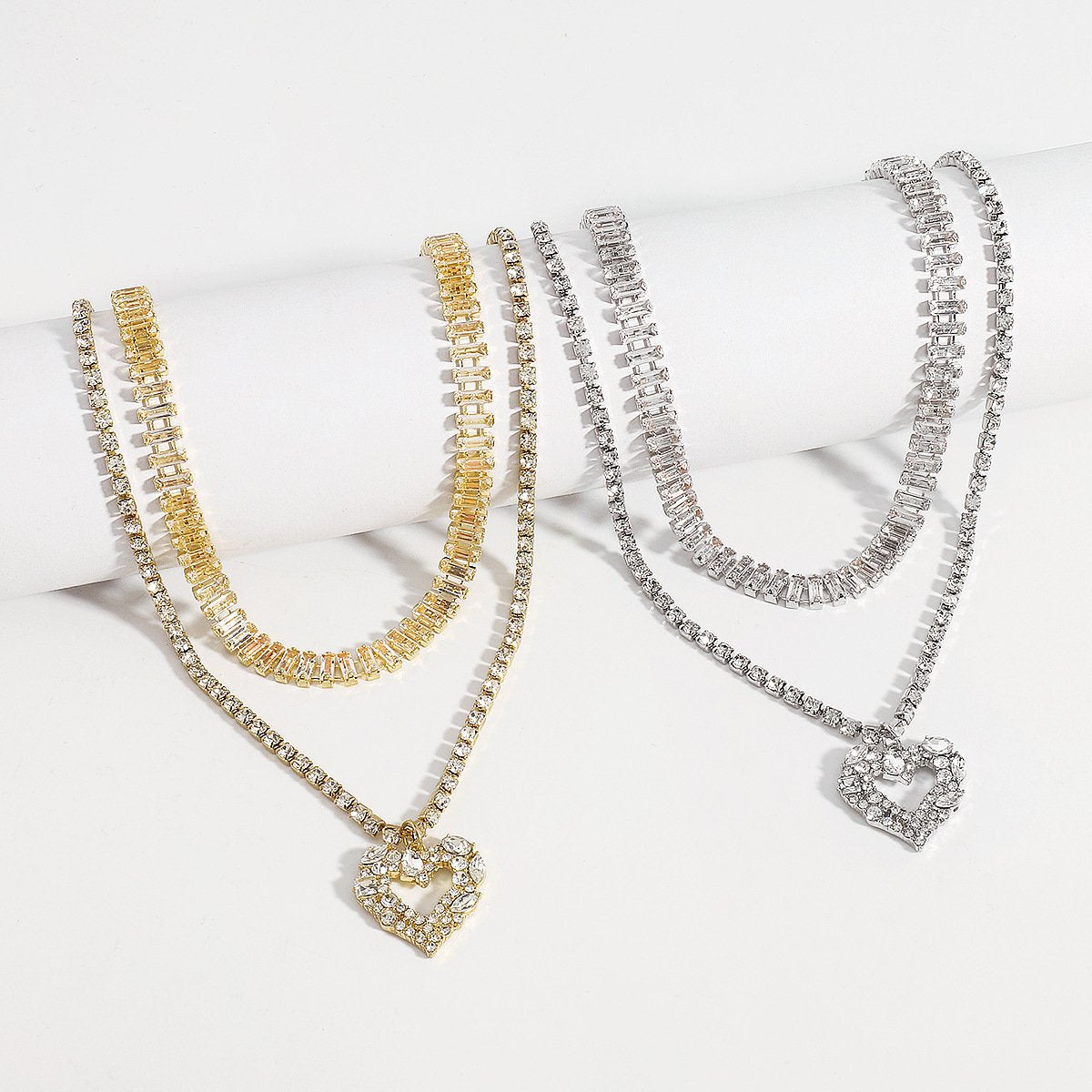 N1885 Fashion Sweet Claw Chain Rhinestone Clavicle Necklace Cool Love Love Hong Kong Retro Stacked Necklace