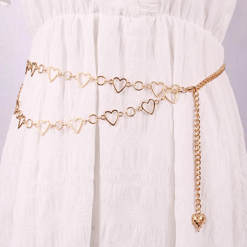 Love Waist Chain Jewelry Double Strand Peach Heart Versatile Dress Decoration Belt