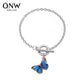 Mori Classic Blue Butterfly Pendant Bracelet Ins Simple One-word Buckle Chain Bracelet