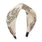 F4881 Fabric fashion trendy cross wide-brimmed headband pure color leaf print contrasting color simple net red headband