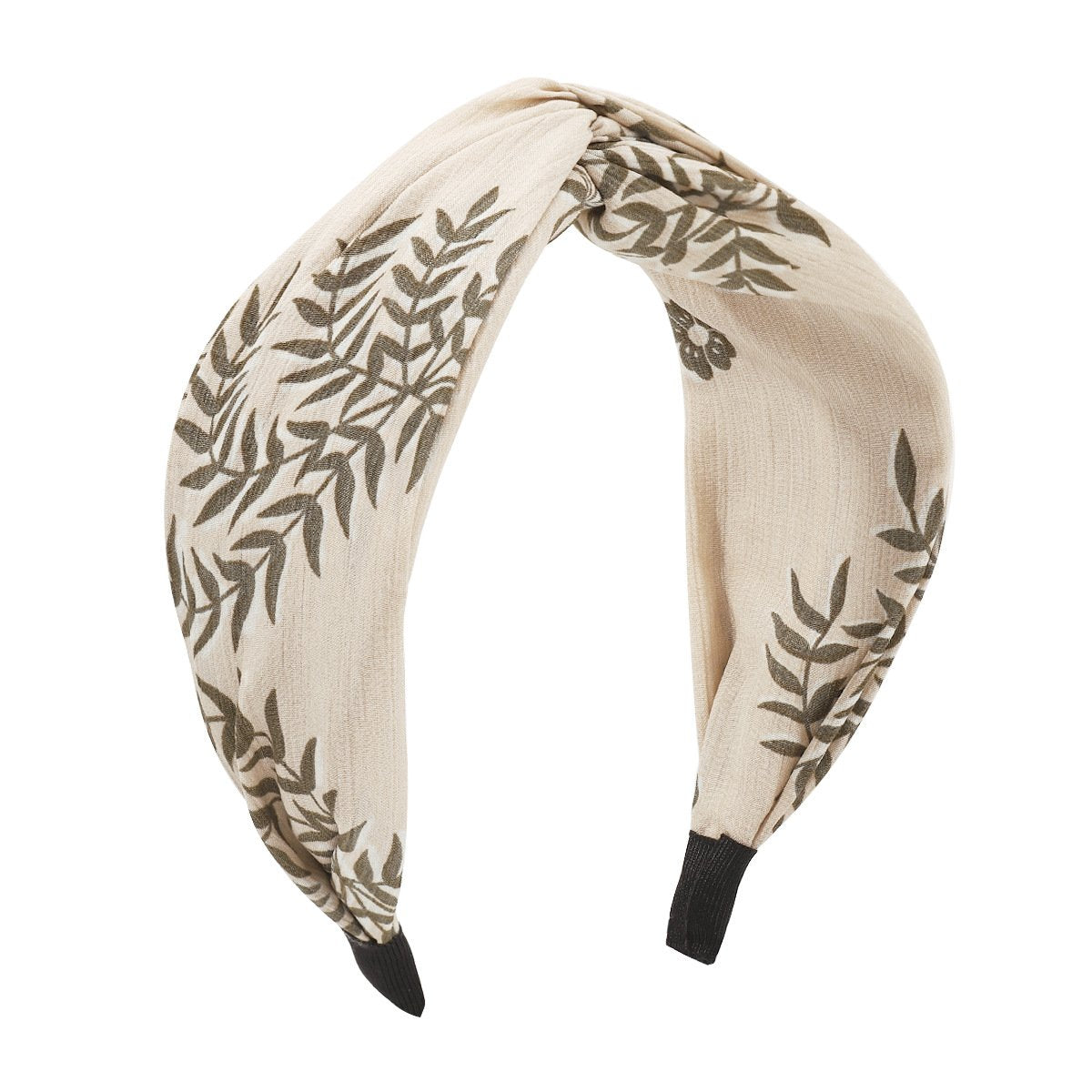 F4881 Fabric fashion trendy cross wide-brimmed headband pure color leaf print contrasting color simple net red headband
