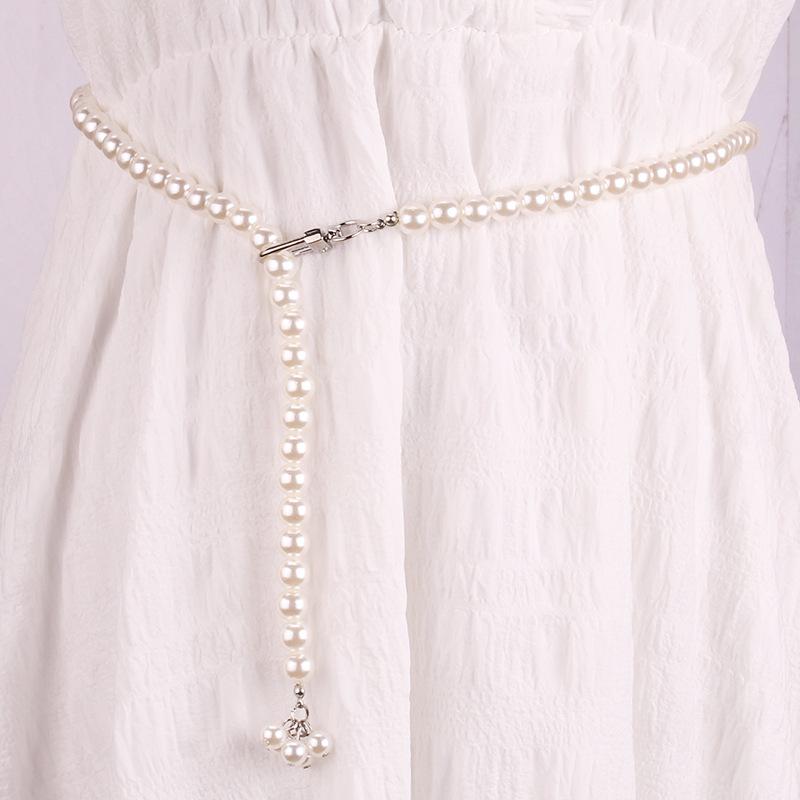 Imitation Pearl Waist Chain Women Decorative Skirt Single Circle Beaded Chain Matching Dress Belt Fashion Trend