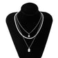 Jewelry Hip Hop Retro Metal Letter Tag Necklace Female Versatile Snake Bone Chain Hang Ball Necklace
