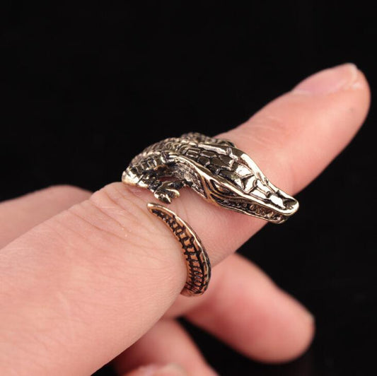 Fashion popular exaggerated ring personalized crocodile opening retro adjustable ring jewelry