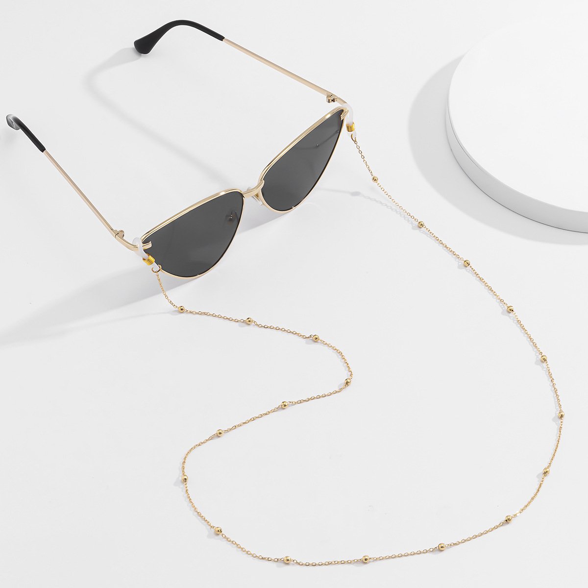 Fashion Simple Geometric Bead Chain Glasses Chain Hip Hop Retro Hanging Neck Sunglasses Chain Female