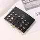 Fashion Set Stud Earrings Simple 12-Piece Stud Earrings Flower Set Earrings