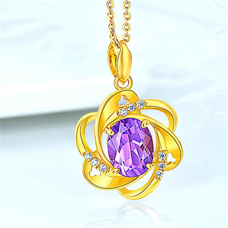Explosive Jewelry Fashion Amethyst Pendant Necklace Women's Niche Design Clavicle Chain Jewelry