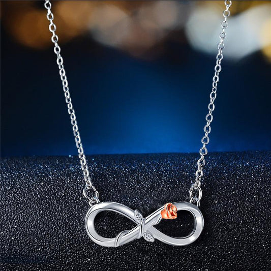 Fashion Color Separation Plating Rose Necklace 8 Character Infinity Bracelet Female Jewelry Set