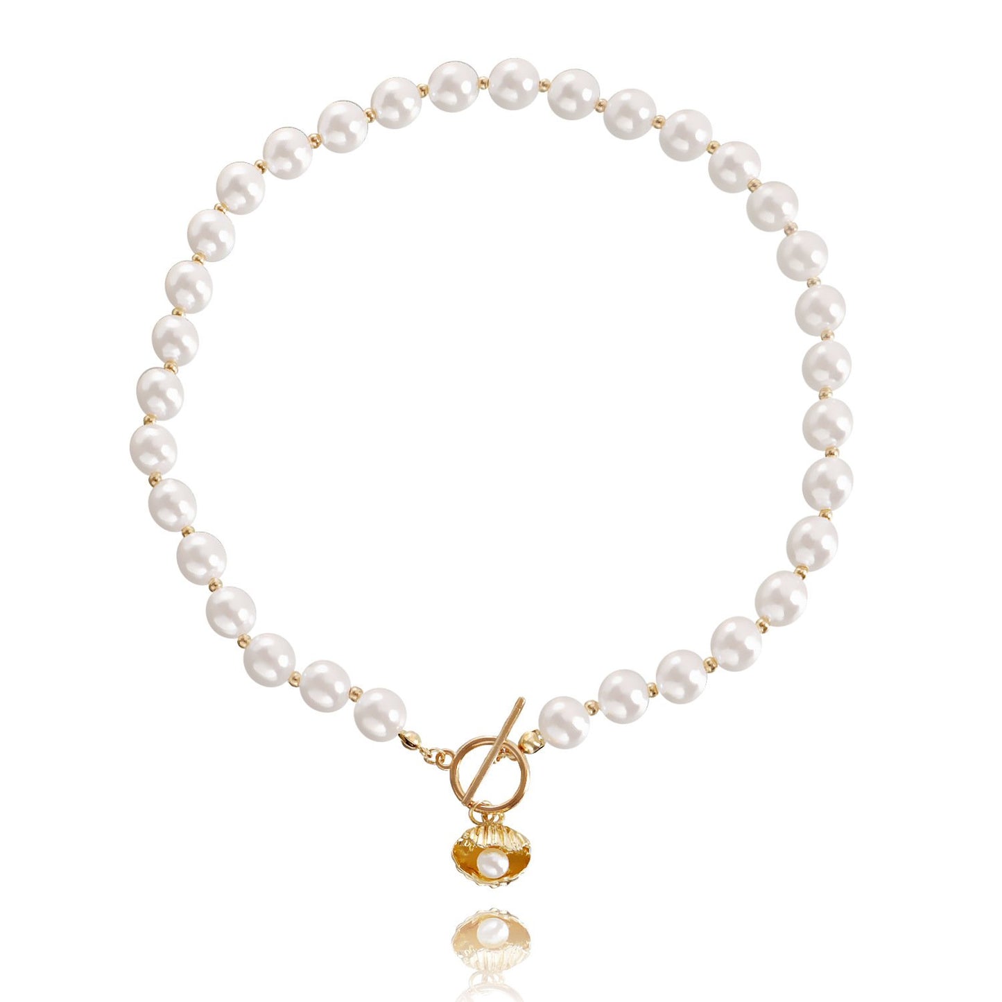 Jewelry ins imitation pearl necklace scallop pendant necklace female hot girl clavicle chain niche design
