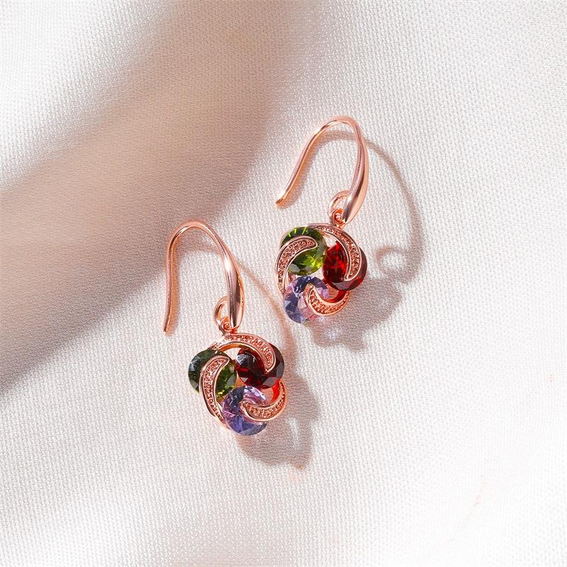 Earrings celebrity temperament micro-inlaid zircon earrings female simple color diamond car earrings