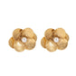 Jewelry retro simple three-dimensional flower earrings female niche temperament indifferent pearl earrings